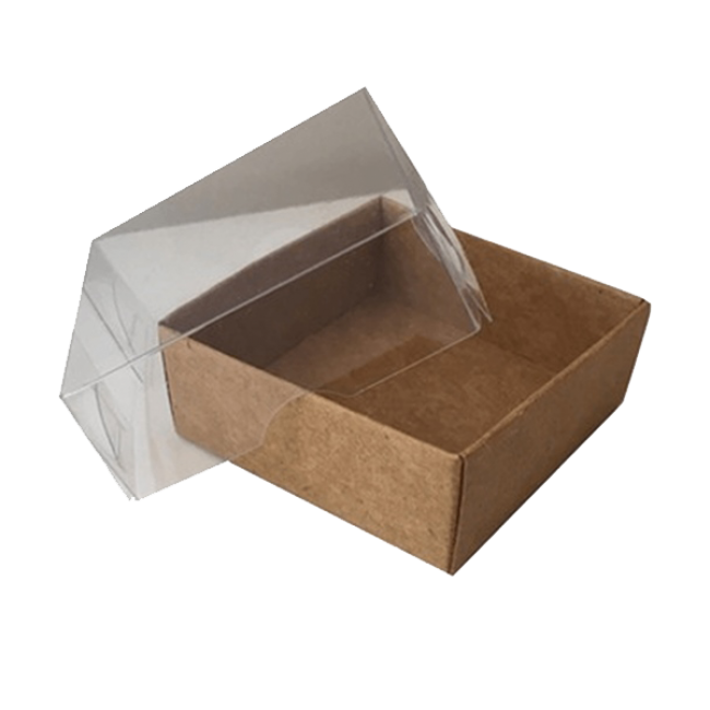 Asetat Kapaklı Kraft Kutu 8x8x3 cm - 10 Adet