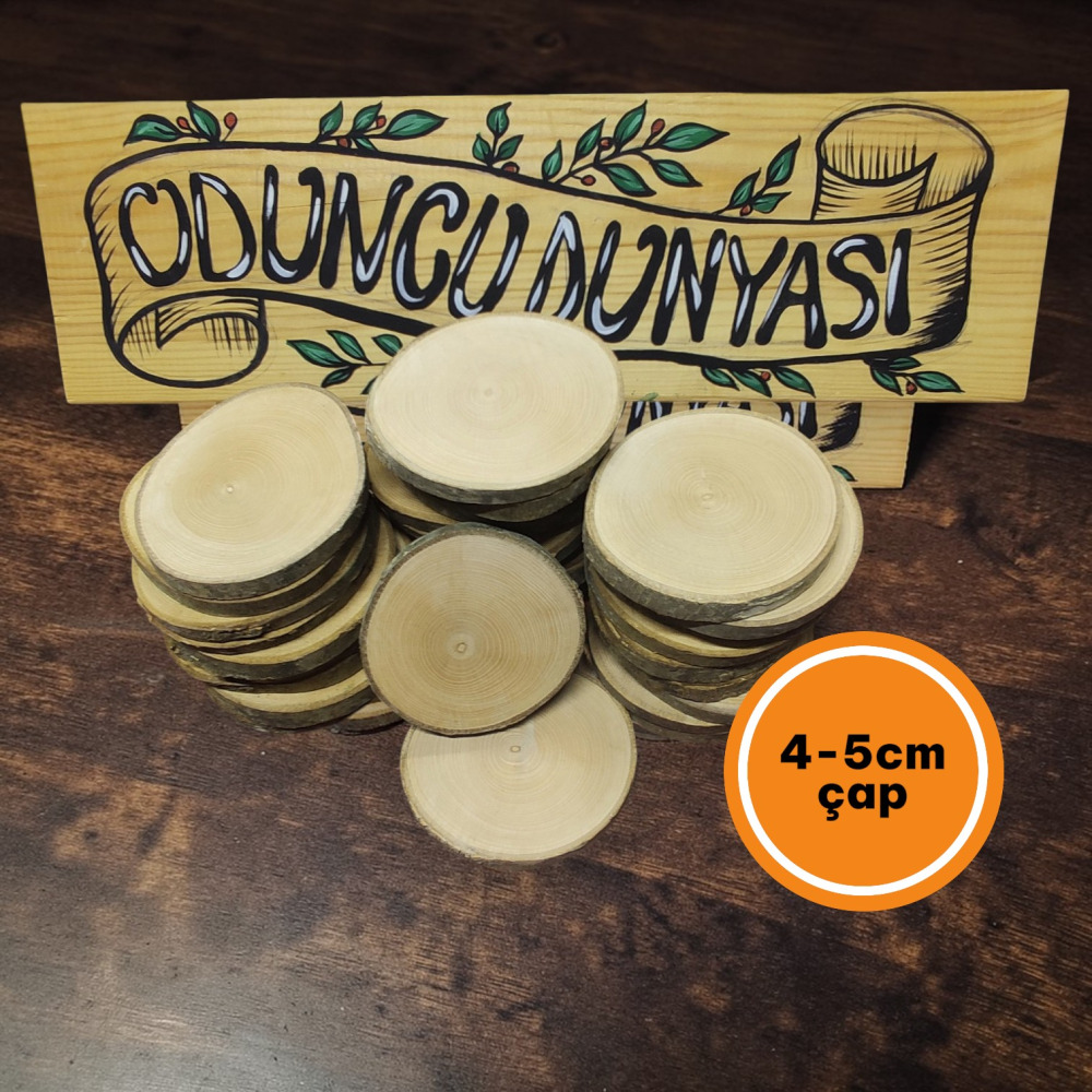 4-5 cm Doğal Ahşap Odun Kütük Dilimi