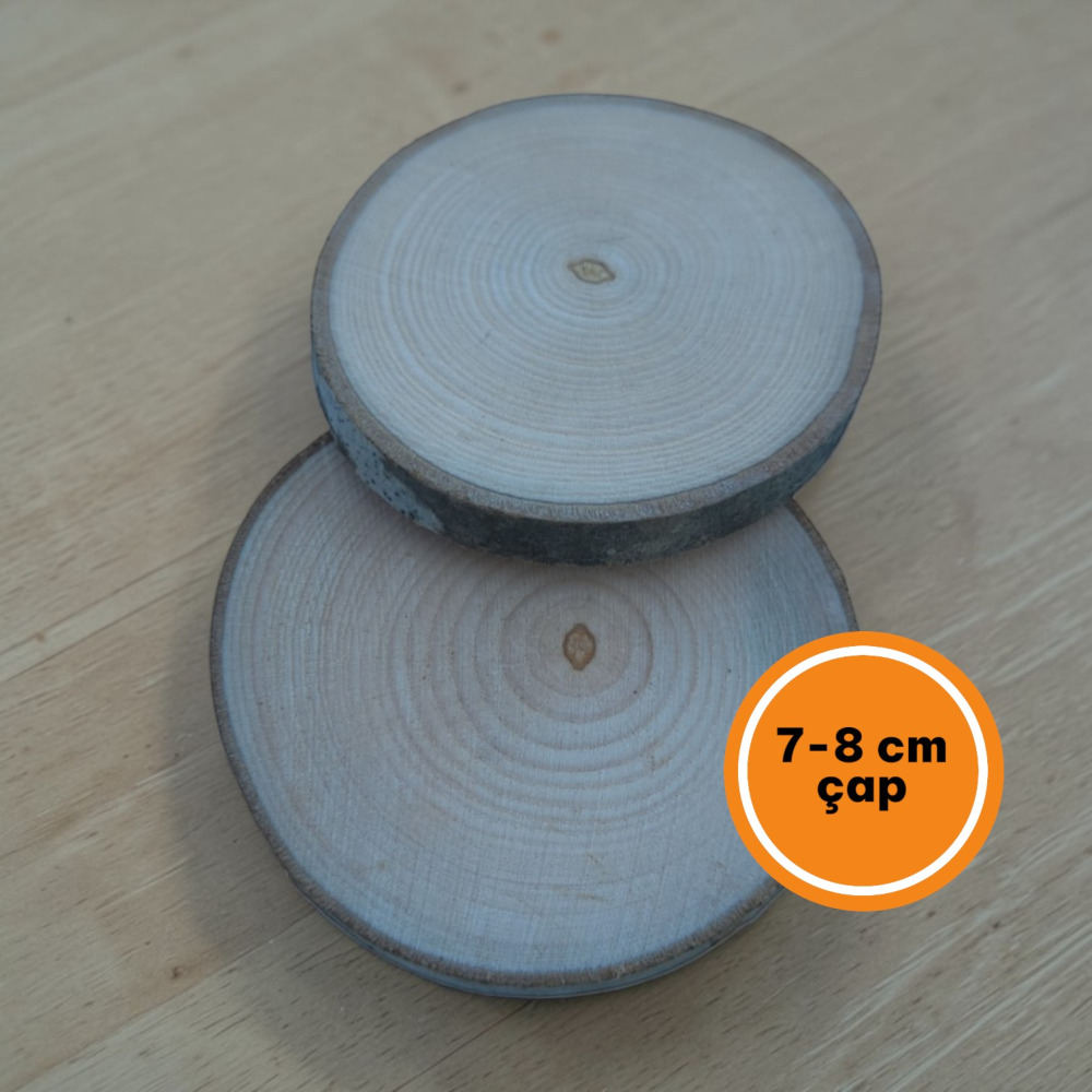 7-8 cm Doğal Ahşap Odun Kütük Dilimi